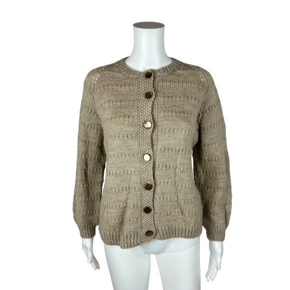 Vintage 1950s Brown Cardigan Handmade Women´s Sweater